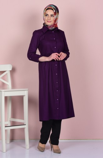 Keten Tunik 1543-10 Mor