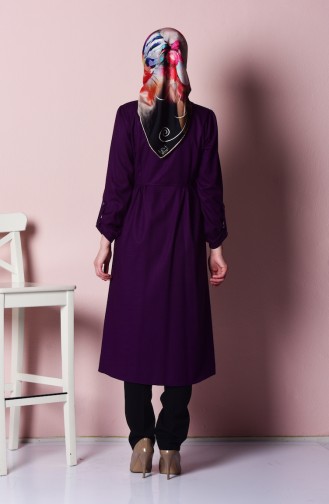Keten Tunik 1543-10 Mor