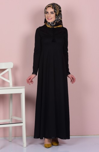 Dantel Detaylı Elbise 3009-03 Siyah