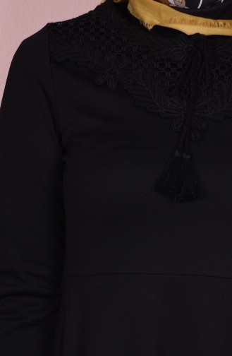 Dantel Detaylı Elbise 3009-03 Siyah