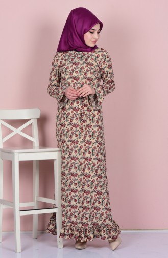 Cream Hijab Dress 2047-02