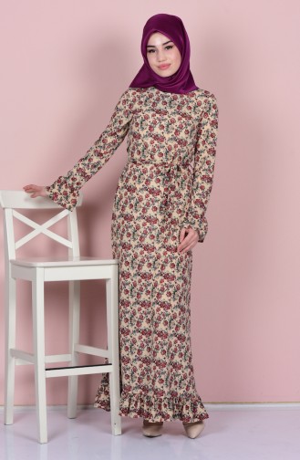 Cream Hijab Dress 2047-02