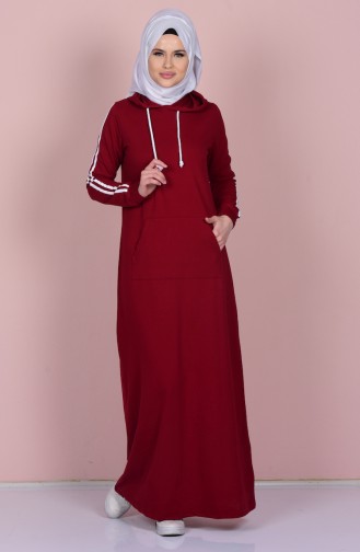 Claret Red Hijab Dress 1386-04