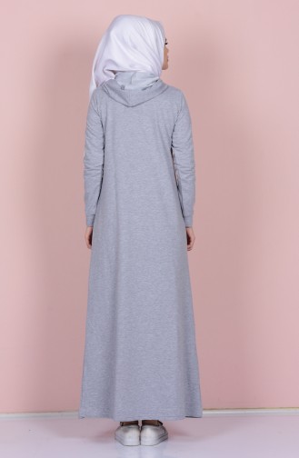 Kapüşonlu Elbise 1386-05 Gri