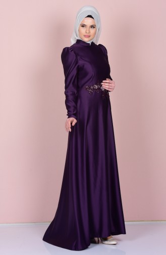 Dunkelviolett Hijab Kleider 52590-04