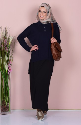 Navy Blue Blouse 0417-02