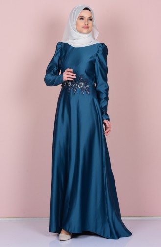 فستان أزرق زيتي 52590-05
