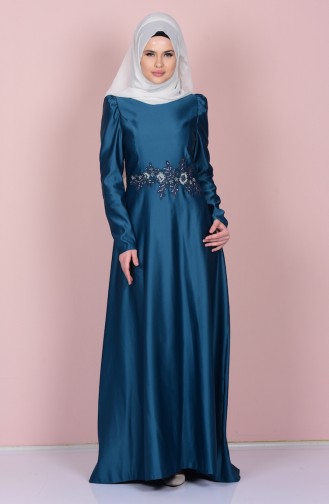 فستان أزرق زيتي 52590-05