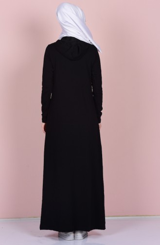 Schwarz Hijab Kleider 1386-01