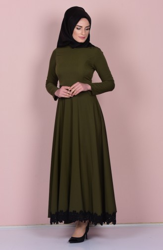 Khaki Hijab Dress 1213-04