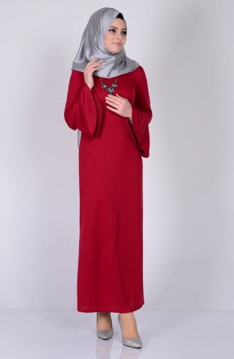 Light Claret Red Hijab Dress 2813-01