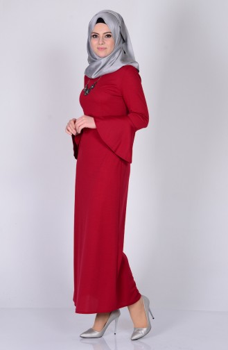 Light Claret Red Hijab Dress 2813-01