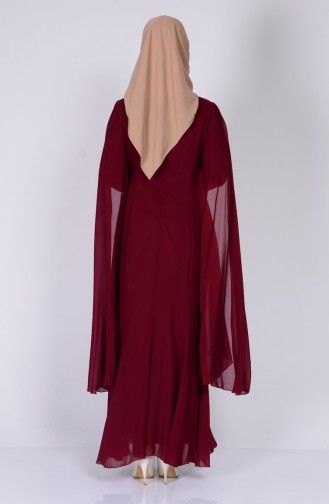Claret Red Hijab Evening Dress 2845-08