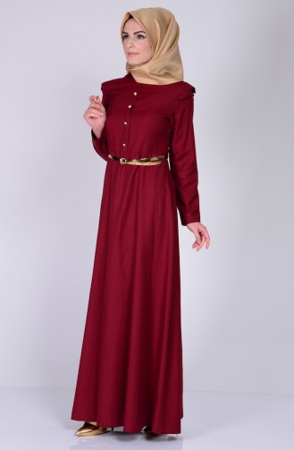 Claret Red Hijab Dress 2255-05