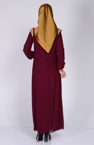 Claret Red Hijab Evening Dress 2980-05