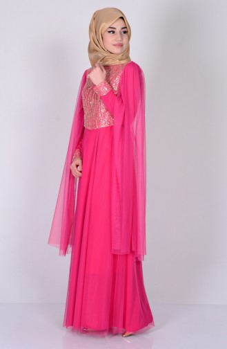 Fuchsia Hijab-Abendkleider 3004-02