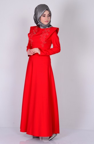 Rot Hijab Kleider 2909-03