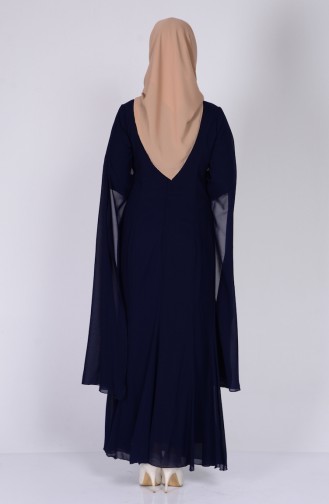 Şifon Detaylı Elbise 2845-01 Lacivert