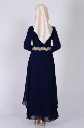 Navy Blue Hijab Dress 2863-01