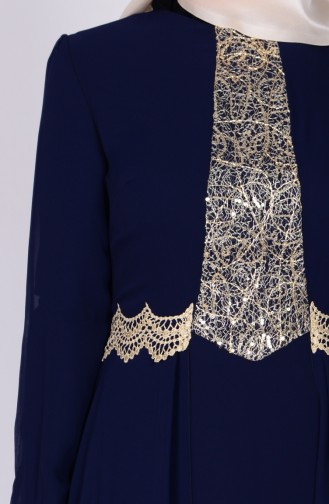 Navy Blue Hijab Dress 2863-01