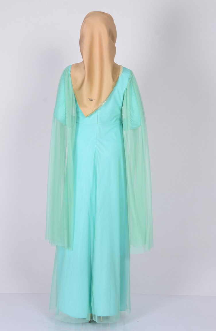 Mint Green Hijab Evening Dress 300409 Sefamerve
