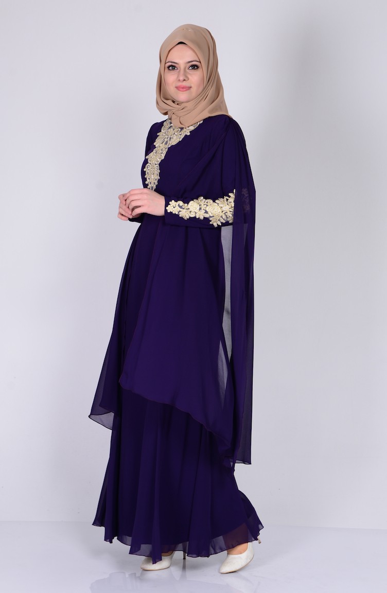 Purple Hijab Evening Dress 284503 Sefamerve