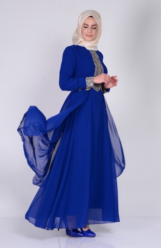 Saxe Hijab Dress 2863-08