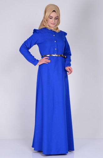 Saks-Blau Hijab Kleider 2255-09