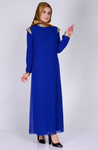 Saxe Hijab Evening Dress 2980-07