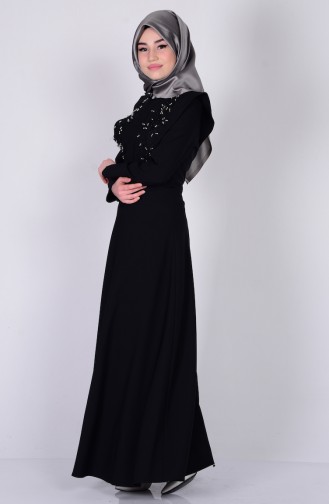 Schwarz Hijab Kleider 2909-01