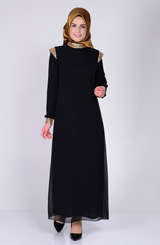 Black Hijab Evening Dress 2980-04