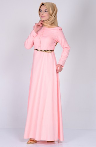 Falbel Kleid mit Gürtel 2255-03 Lachs 2255-03