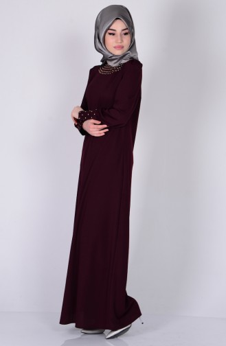 Claret Red Hijab Dress 2825-06