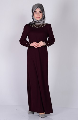 Claret Red Hijab Dress 2825-06