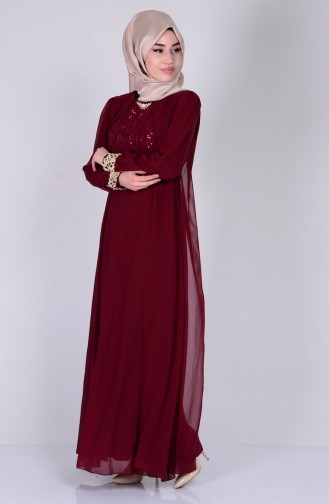 Claret Red Hijab Dress 2835-03