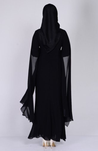Şifon Detaylı Elbise 2845-02 Siyah