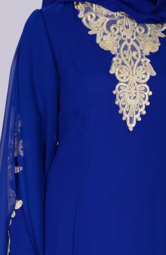 Saks-Blau Hijab-Abendkleider 2845-06