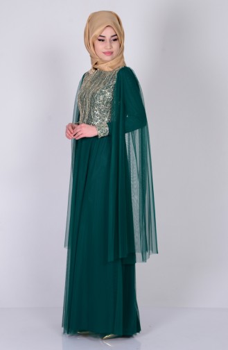 Robe de Soirée Paillette Grande Taille 3004-04 Vert 3004-04