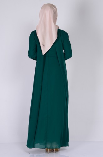 Dantel Detaylı Şifon Elbise 2835-01 Yeşil