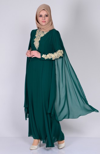 Green Hijab Evening Dress 2845-07