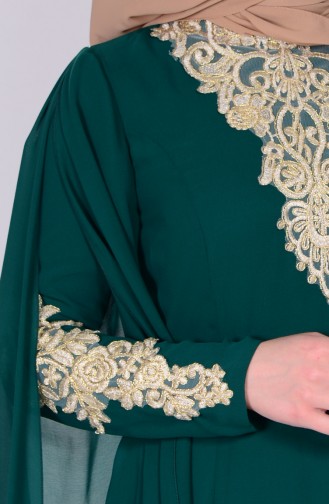Green Hijab Evening Dress 2845-07