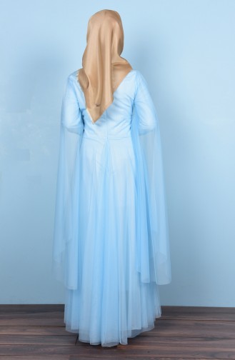 Dantel Detaylı Elbise 3036-10 Bebe Mavi