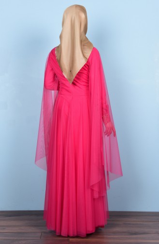 Pink Hijab Evening Dress 3036-05