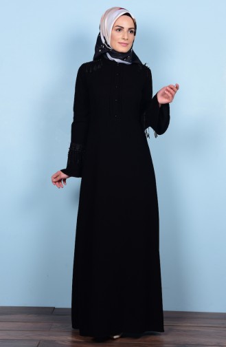 Dantel Detaylı Elbise 81372-03 Siyah