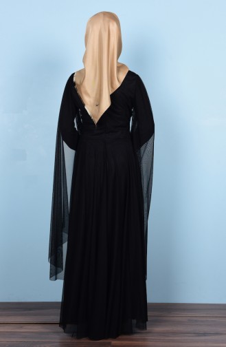 Black Hijab Evening Dress 3036-01