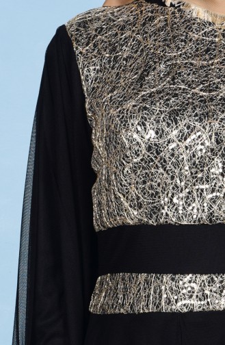 Schwarz Hijab-Abendkleider 3036-01