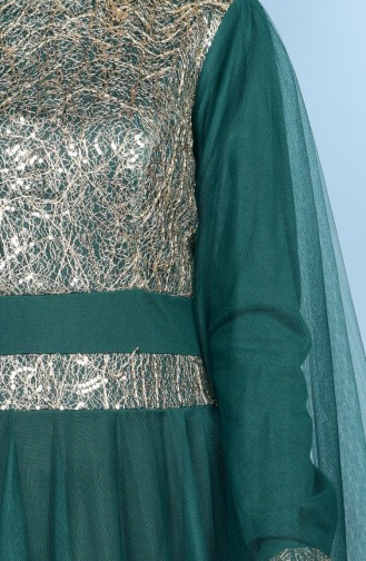 Green Hijab Evening Dress 3036-07