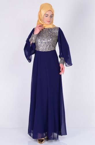 Purple Hijab Evening Dress 2858-09