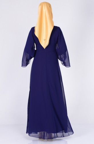 Purple Hijab Evening Dress 2858-09