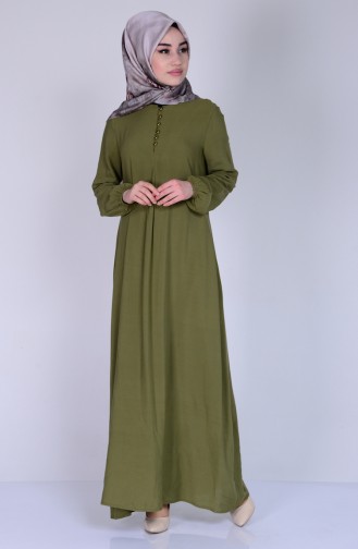 Viskose Kleid mit Knöpfen 1250-17 Hell Khaki Grün 1250-17